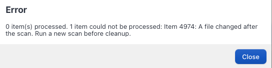Media Cleanerで『Trash』に入っているファイルを削除しようとするとエラーになる
